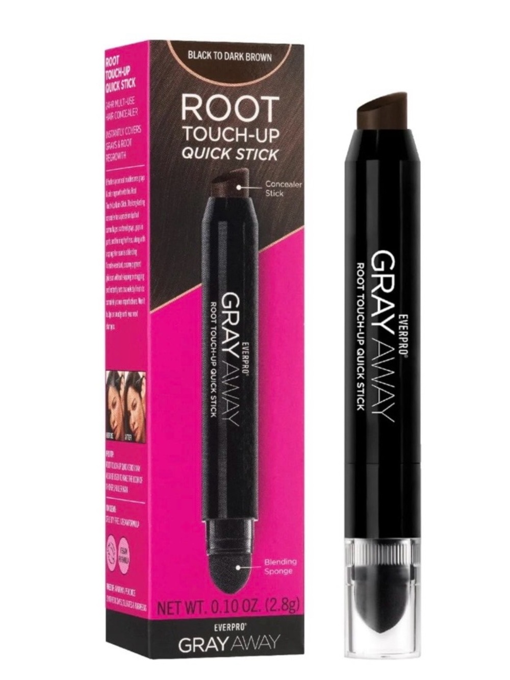 Gray Away Root Touch-Up Quick Stick - Black to Dark Brown